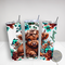 Brown Highland Cow Tumbler Floral Western Design, 20 oz Stainless Steel, Personalized Farmhouse Gift for Cow Lovers